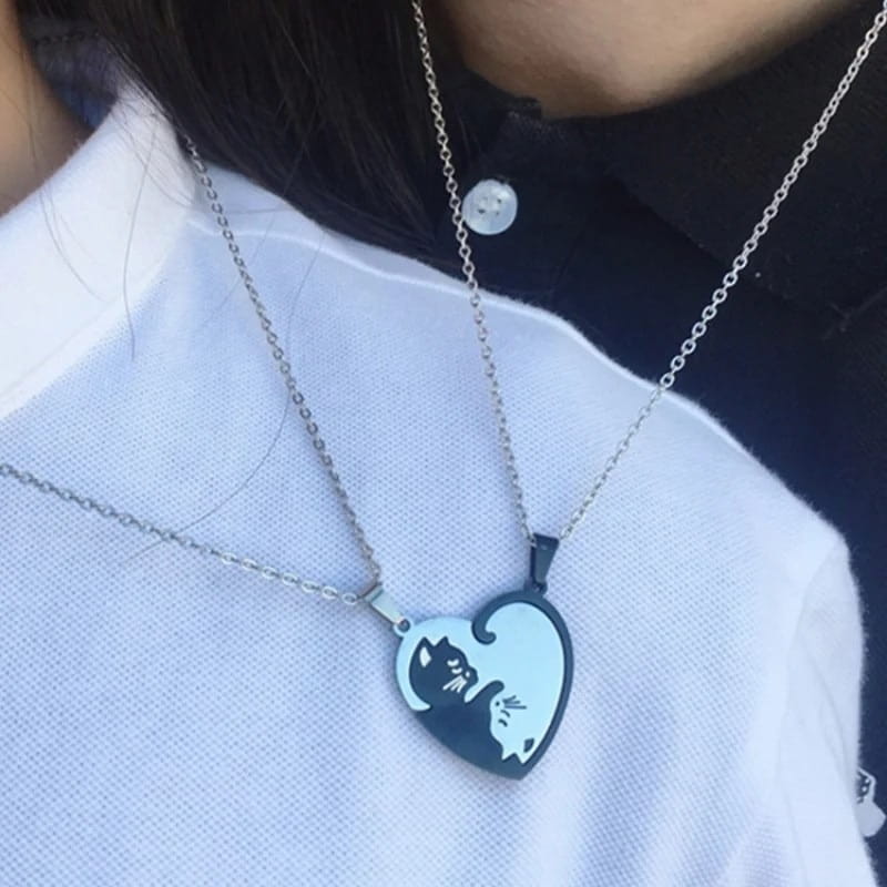 Collar Gatos Enamorados Yin Yang Pareja