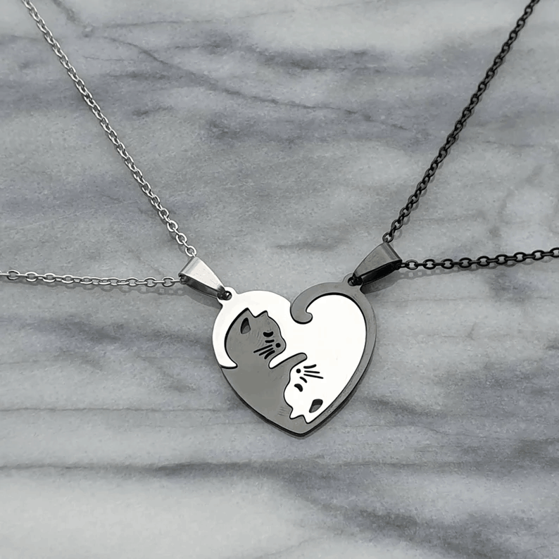 Collar Gatos Enamorados Yin Yang Pareja